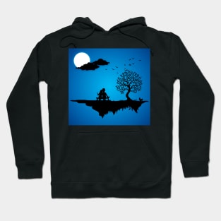 Landscape Vector Couple love feel watching moon Hoodie